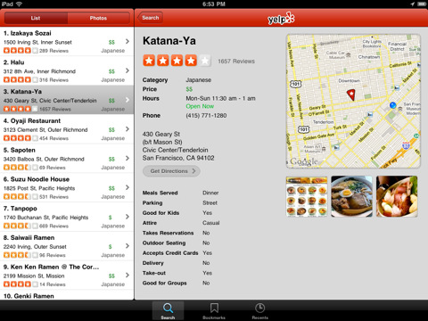 Yelp Updates as Universal App With iPad Support