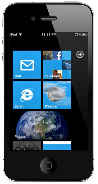 Tema Windows Phone 7 Para iPhone con Titulos en Vivo