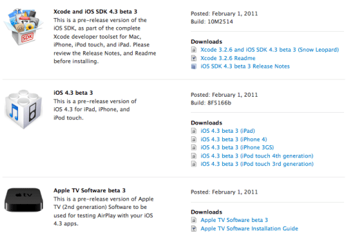 Apple Releases iOS 4.3 Beta 3 to Developers Apple Releases iOS 4.3 Beta 3 to Developers
