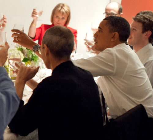 Photo of Steve Jobs With Obama at Dinner Last Night