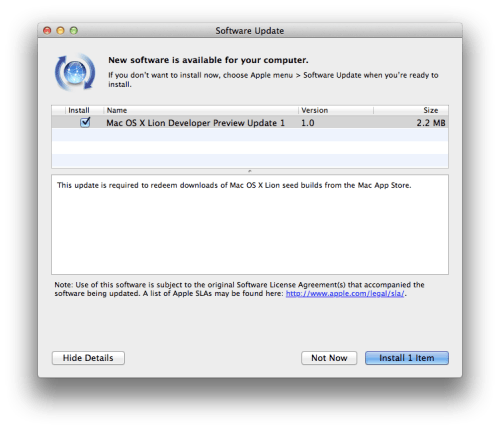 Apple Releases Mac OS X Lion Developer Preview Update 1