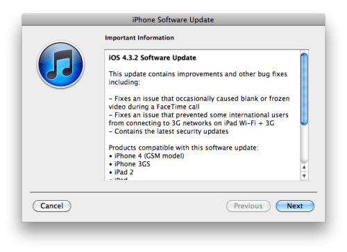 Apple Releases iOS 4.3.2 for iPhone, iPad, iPod Touch [Update]