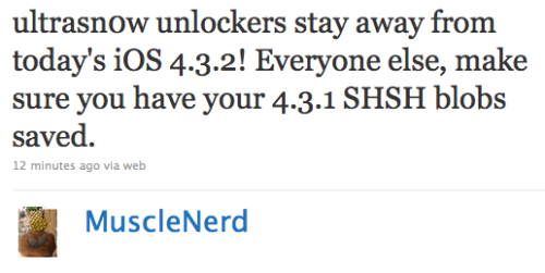 Warning: Unlockers Should Not Update to iOS 4.3.2, Save Your SHSH Blobs