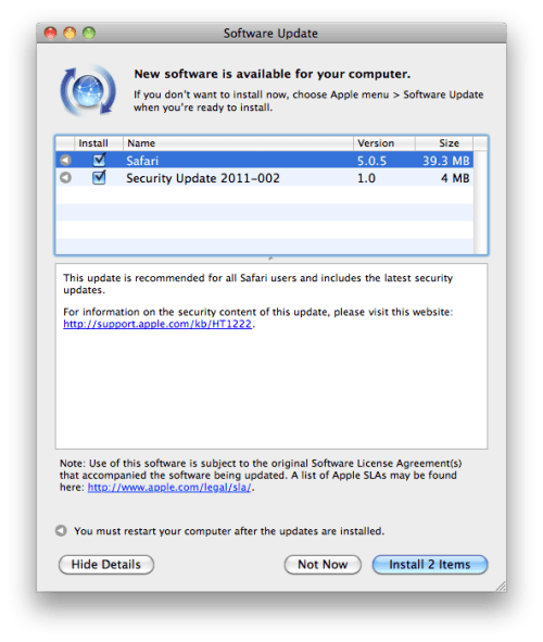 Apple Releases Safari 5.0.5, Security Update 2011-002 Apple Releases Safari 5.0.5, Security Update 2011-002