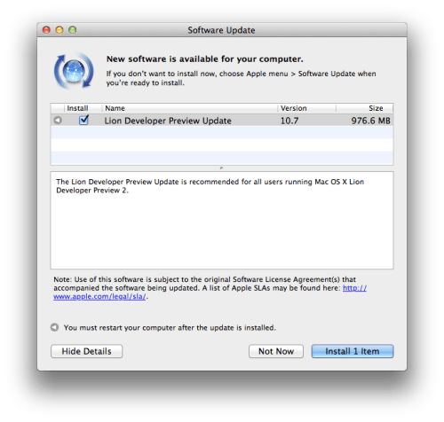 Apple Releases Lion Developer Preview Update