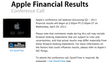 Apple Second Quarter Results Conference Call Takes Place April 20th