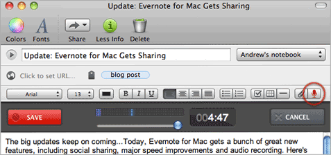 Evernote for Mac Gets Sharing, Audio Notes, Faster Search