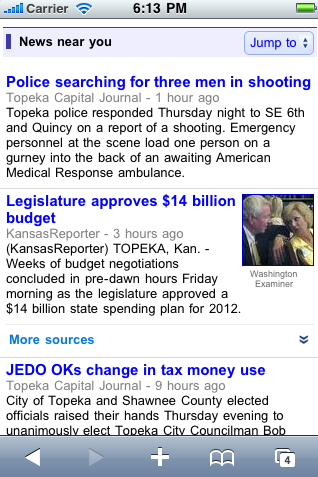 Google News Mobile Now Displays &#039;News Near You&#039;