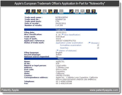 Apple Files &#039;Noteworthy&#039; Trademark for OCR App?