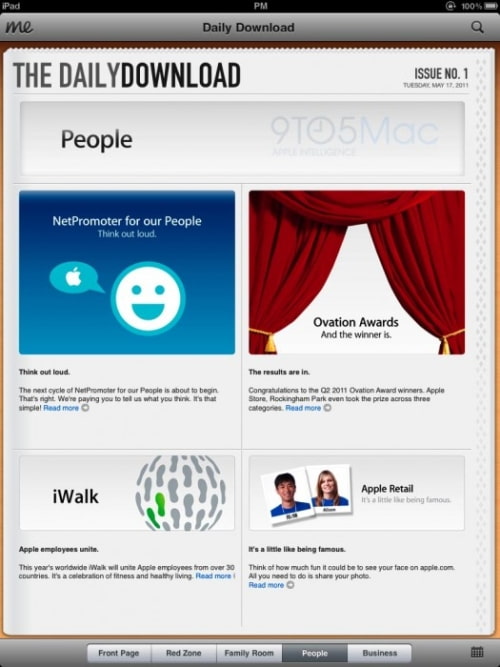 Screenshots of Apple&#039;s New Internal Daily Newspaper for Retail Employees