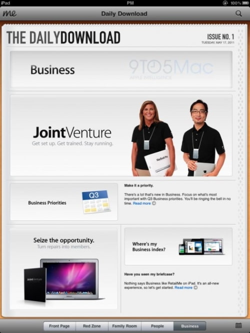 Screenshots of Apple&#039;s New Internal Daily Newspaper for Retail Employees