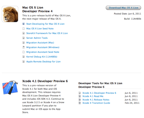 Mac OS X Lion Developer Preview 4 Now Available for Download