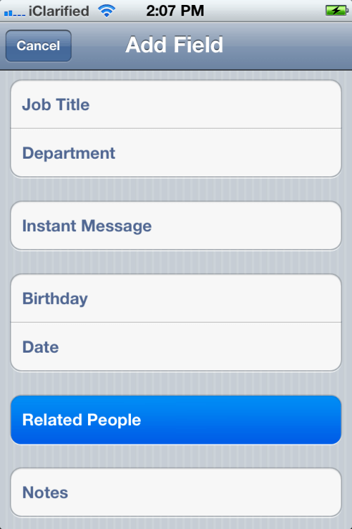 iOS 5 Lets You Add Related People to Your Contacts