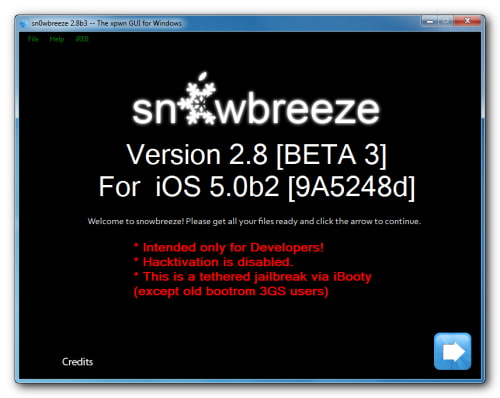 Sn0wBreeze Gets Updated to Jailbreak iOS 5.0b2
