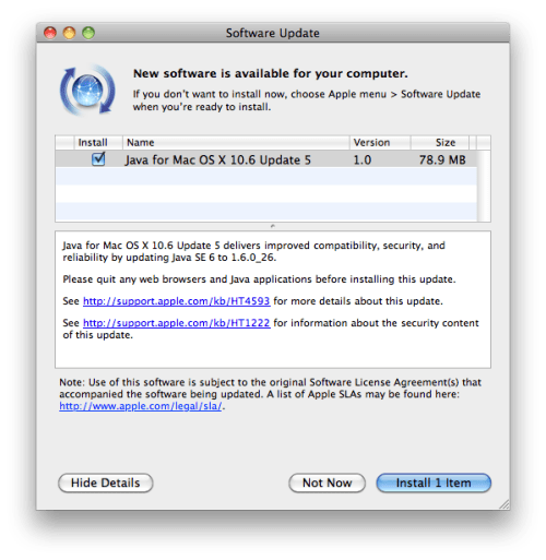 Apple Releases Java for Mac OS X 10.6 Update 5