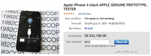 eBay Auction for iPhone 4 Prototype Surpasses $33,000