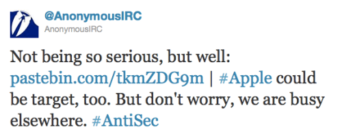 Apple May Have Been Hacked By AntiSec, Lulz Security