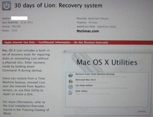 New Mac OS X Lion Recovery Mode Can Reinstall OS From Apple&#039;s Servers