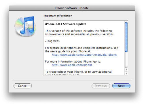 iPhone Firmware 2.0.1 Released! (Update)