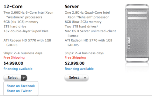 Apple Adds Facebook and Twitter Share Links to Online Store
