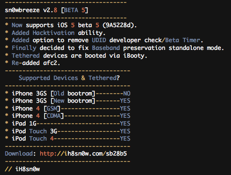 iH8Sn0w Releases Sn0wBreeze 2.8b5 to Jailbreak iOS 5 Beta 5