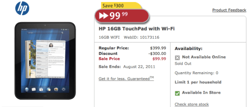 HP Slashes Price of the TouchPad to Just $99