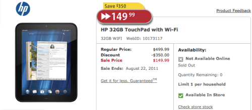 HP Slashes Price of the TouchPad to Just $99