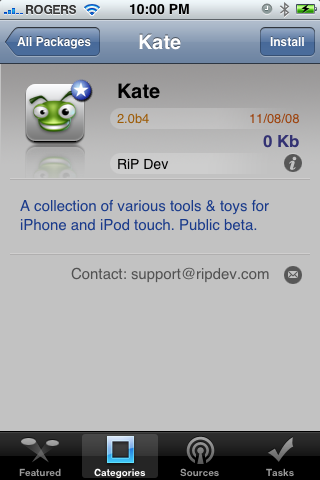RiP Dev Releases Kate 2.0b for iPhone 2.0