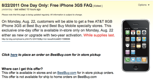 Best Buy Offers iPhone 3GS Free With Contract