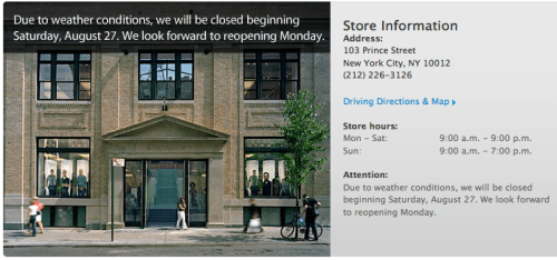 At Least Nine Apple Stores Close Ahead of Hurricane Irene