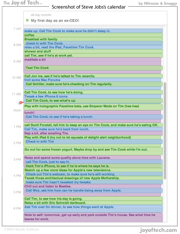Steve Jobs&#039; Calendar After Resigning as Apple&#039;s CEO [JoyofTech]
