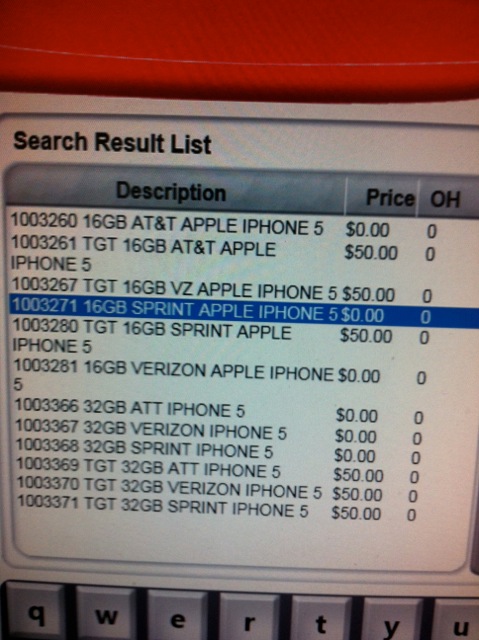 Sprint iPhone 5 Shows Up in RadioShack Inventory System