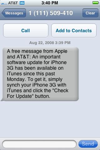 AT&amp;T Texts iPhone Users to Upgrade Their Firmware