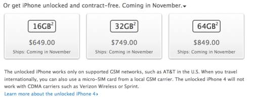 The iPhone 4S Won\&#039;t Be Sold Unlocked in the U.S. Until November