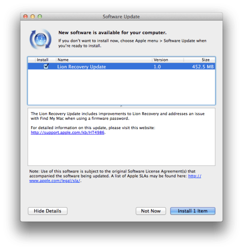 Apple Releases Lion Recovery Update