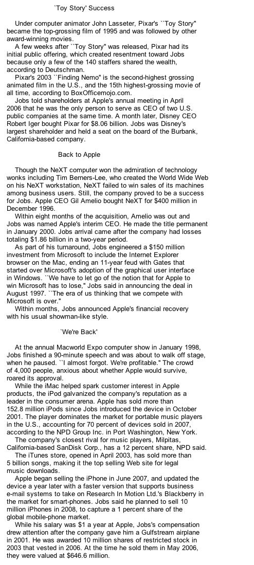 Bloomberg Publishes Steve Job&#039;s Obituary