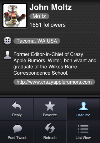 Twitterrific 1.1 for iPhone