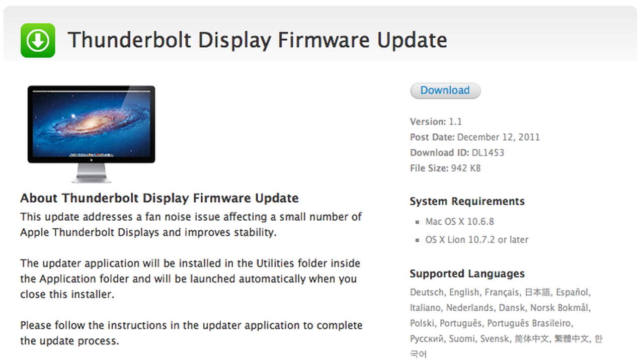 Apple Releases Thunderbolt Display Firmware Update - iClarified