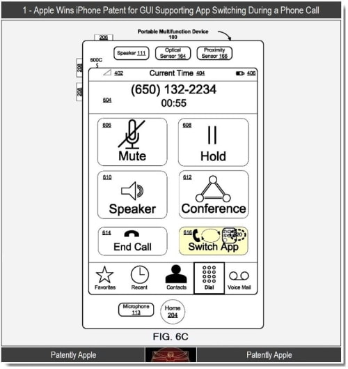 Apple Wins Patent for GUI to Switch Applications During a Call