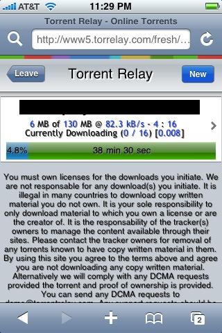 Torrent Relay Beta Version for the iPhone (iTR)