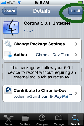 Zmena tethered iOS 5.0.1Jailbreak na untethered pomocou Corona