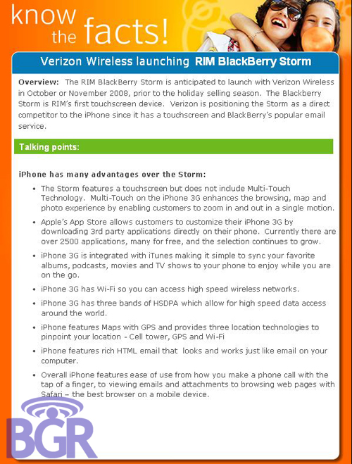 AT&amp;T Releases Pro-iPhone Anti-Blackberry Storm Memo