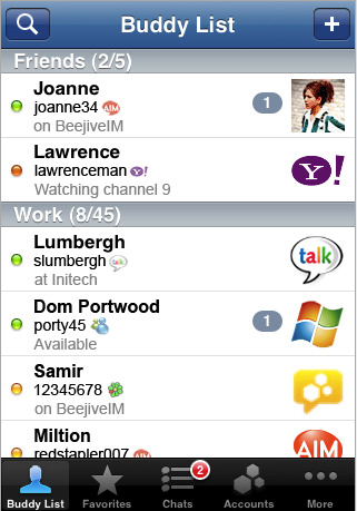 BeeJiveIM Instant Messenger for iPhone