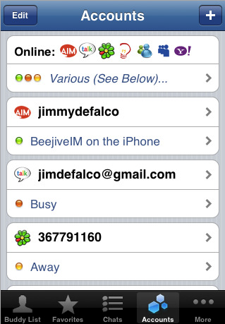 BeeJiveIM Instant Messenger for iPhone