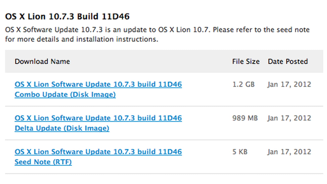 Apple Seeds OS X Lion 10.7.3 Update With No Known Issues to Developers ...
