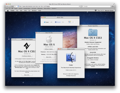 Mac OS X Lion Recreated With CSS3