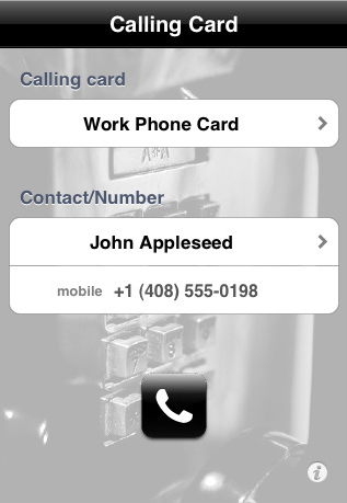 Calling Card Application for iPhone