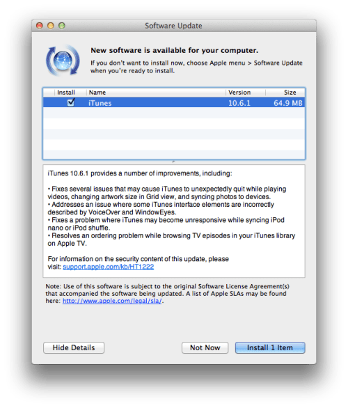 Apple Releases iTunes 10.6.1