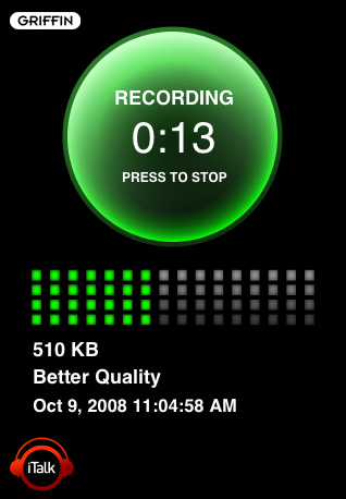 Griffin iTalk Recorder iPhone Application