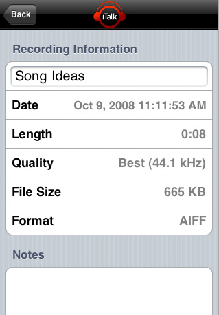 Griffin iTalk Recorder iPhone Application